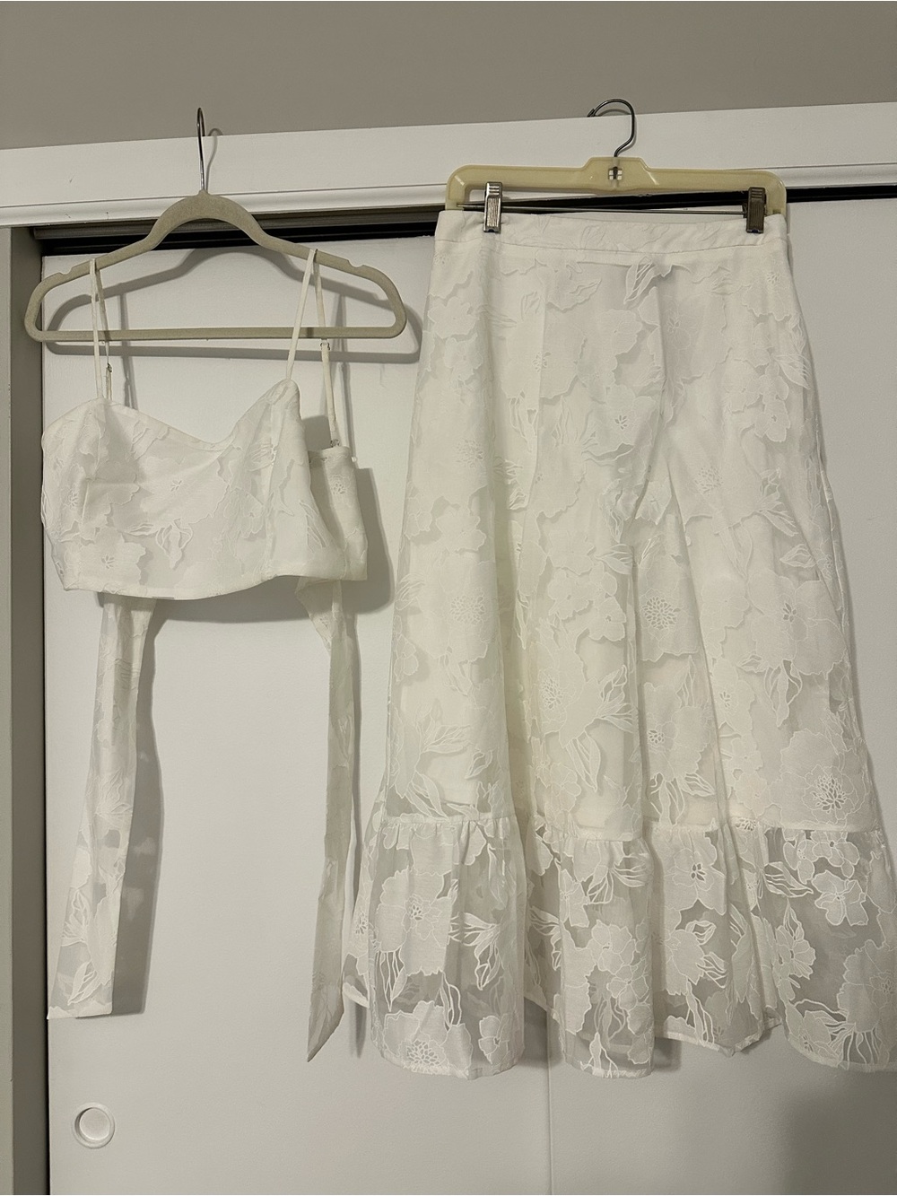 Lulu's White Floral Lace Two-Piece Set